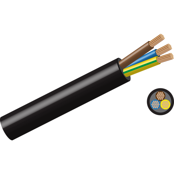 1.5mmx3 Core Cabtyre Cable Blk Per Meter