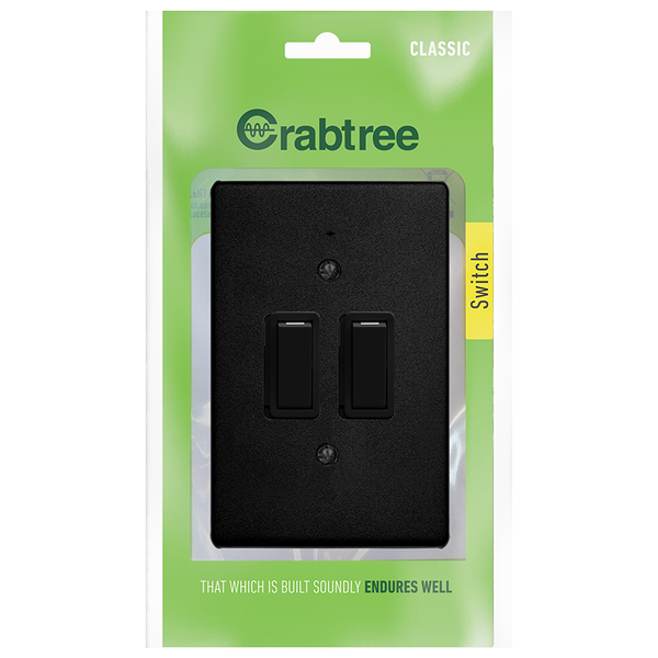 Crabtree 2 Lever Light Switch 2x4 Black