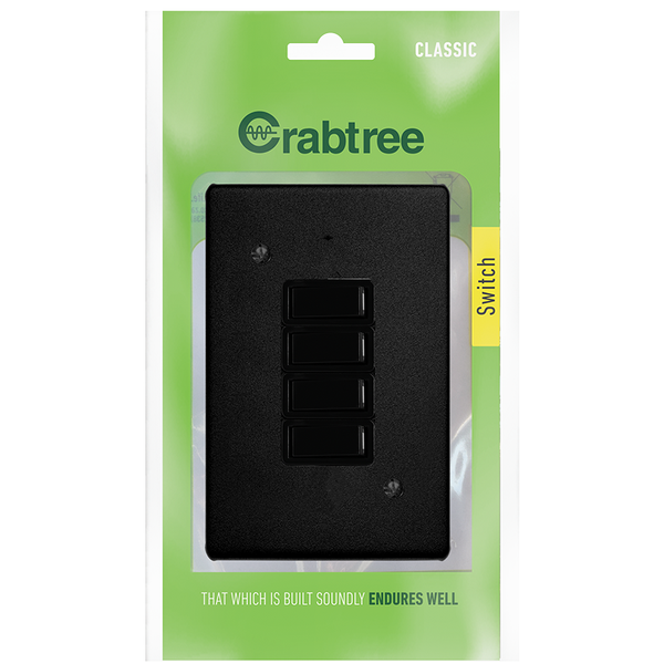 Crabtree 4 Lever Light Switch 2x4 Black