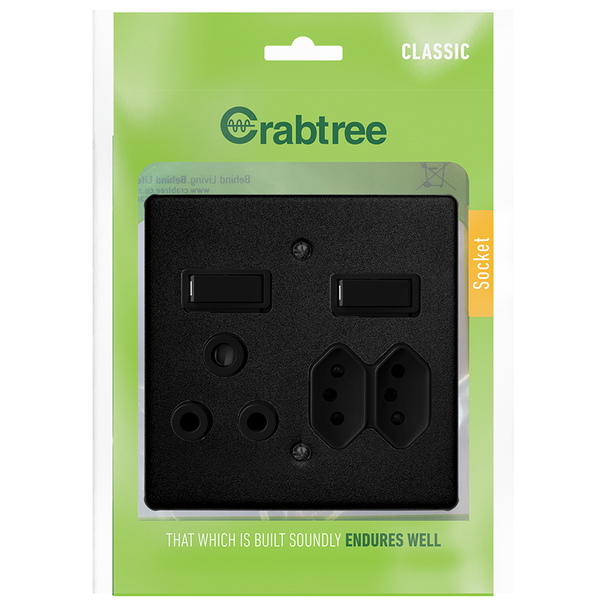 Crabtree Wall Plug 4x4 Black.