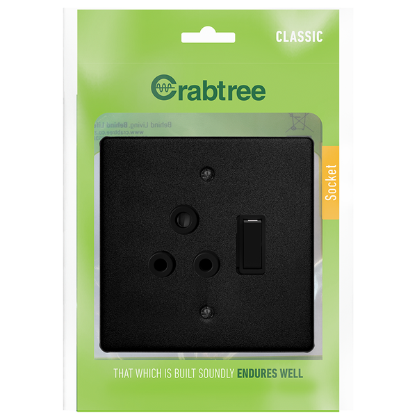 Crabtree Single Wall Plug 2X4 Black