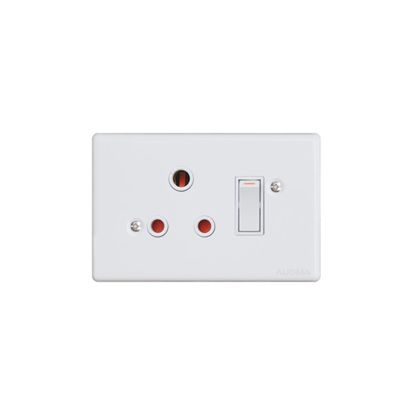 Redisson 4x2 Single Wall Plug Steel Wht
