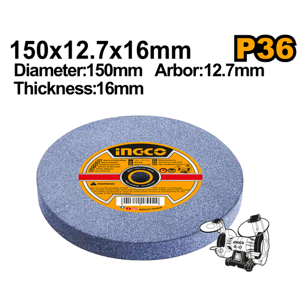 Ingco Bench Grinding Wheel 150x12.7x20mm