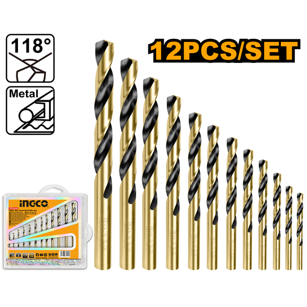 Ingco HSS Twist Drill Bit Set 12 Pcs