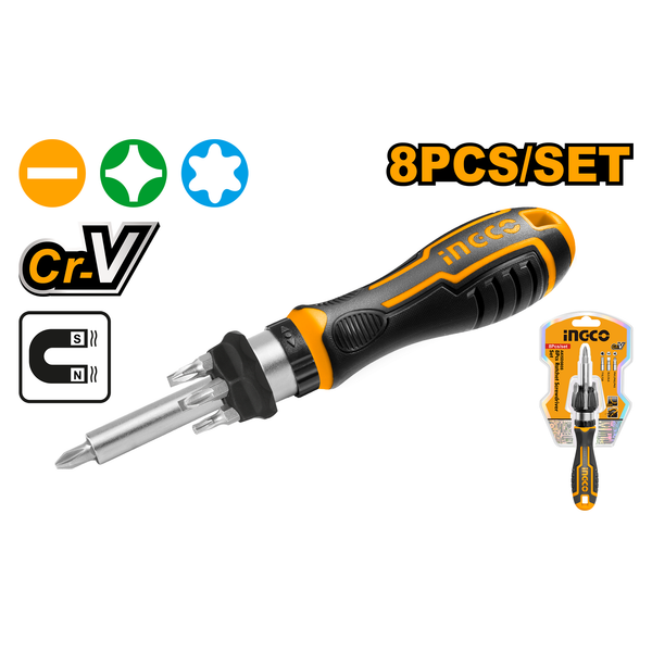 Ingco Ratchet Screwdriver 8Pcs