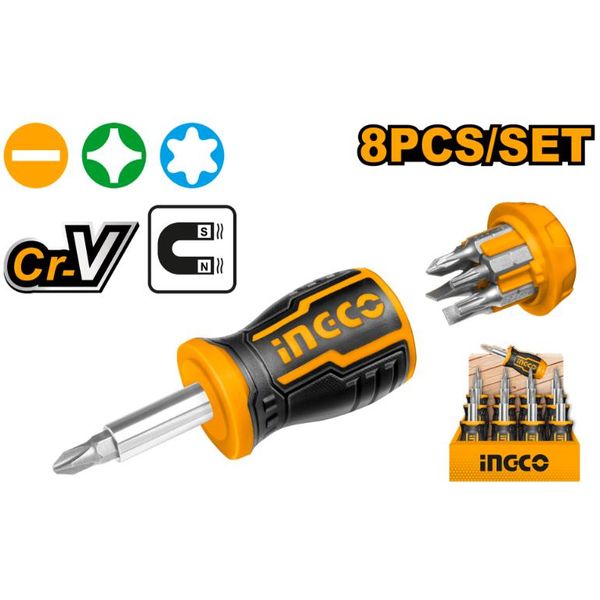 Ingco Ratchet Stubby Screwdriver 8IN1.
