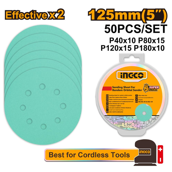 Ingco Sanding Paper 50Pcs 125mm