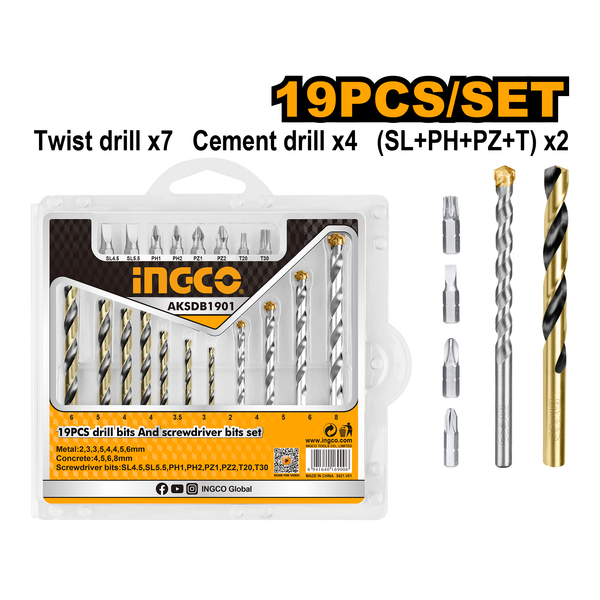 Ingco Drill And Screwdriver Bits Set