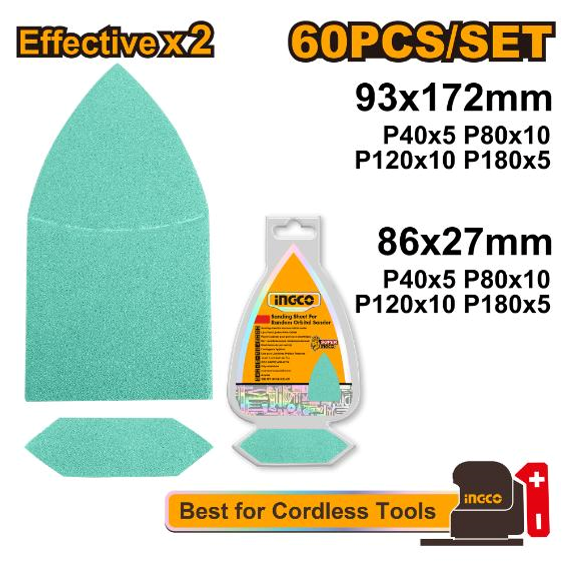 Ingco Sanding Sheet Set 60Pcs Delta