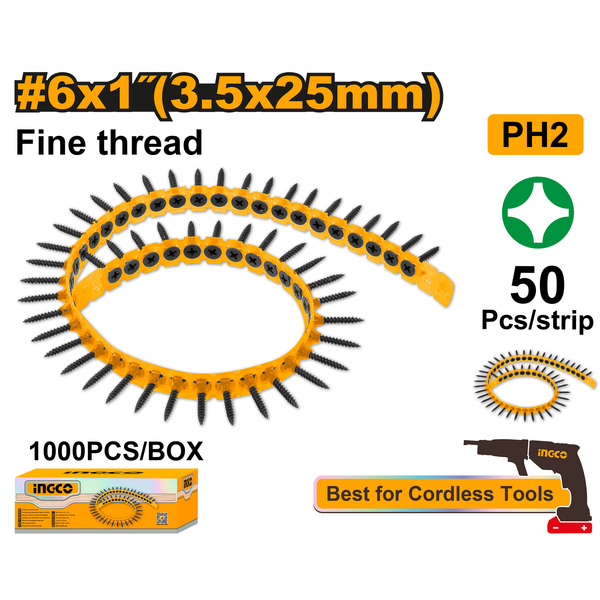 Ingco Drywall Collated Screws 50Pcs/Stri
