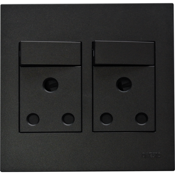 Double Switch Socket Outlet 4x4 Black