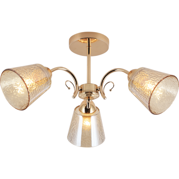 Chandelier with Patterned Glass 3L Gold