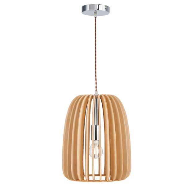Brightstar Chrome Pendant with Wood