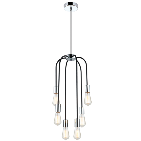 Brightstar 6 Light Chrome Pendant Blk