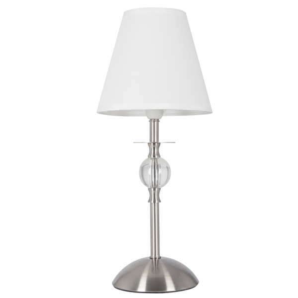 Brightstar Satin Chrome/White Table Lamp