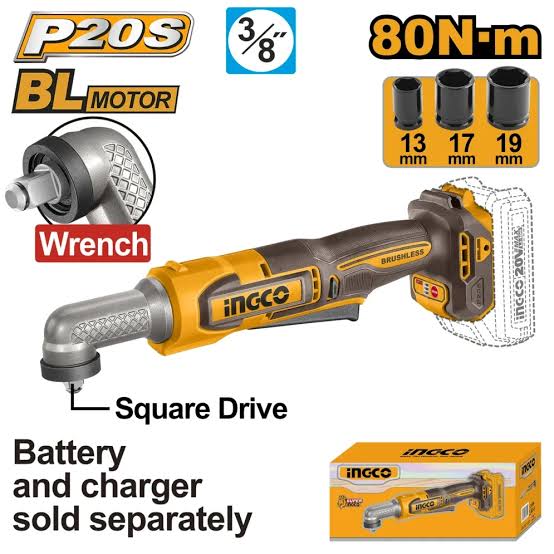 Ingco Angle Impact Wrench 80NM 20V