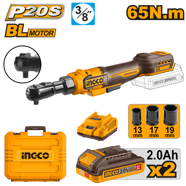 Ingco Ratchet Driver Kit 20V 65NM