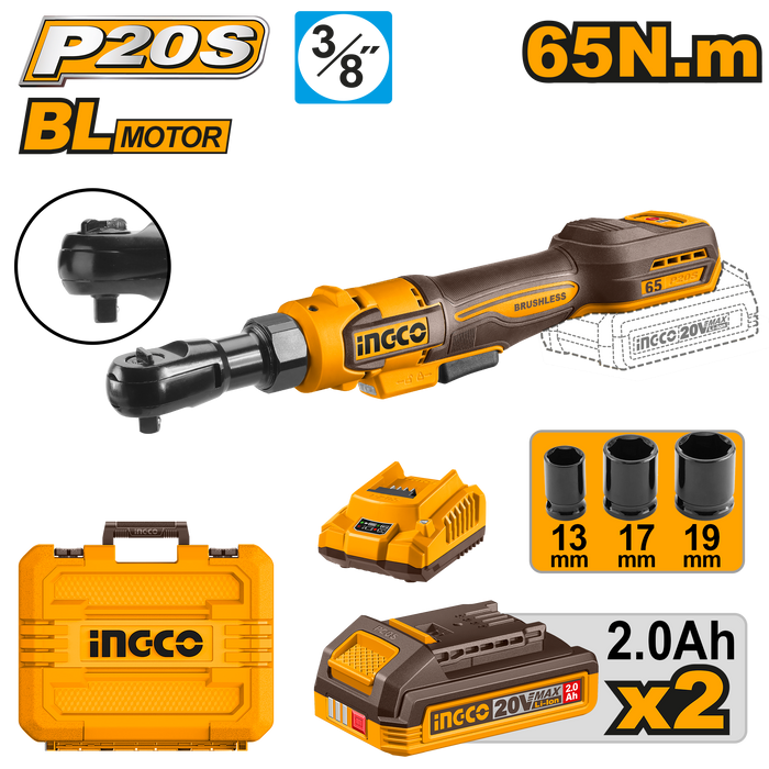 Ingco Ratchet Driver Kit 20V 65NM