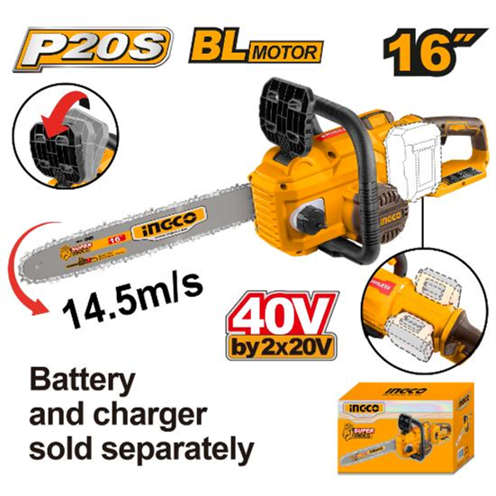 Ingco Lithium-Ion Chain Saw 400mm 16inch