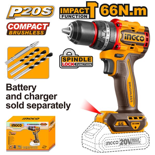 Ingco Cordless Drill 20V 66NM