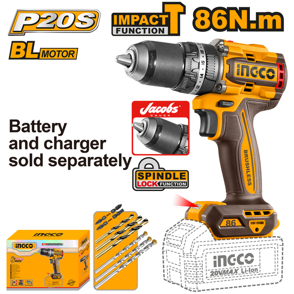 Ingco Impact Drill 20V 86Nm 13mm