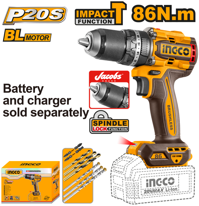 Ingco Impact Drill 20V 86Nm 13mm