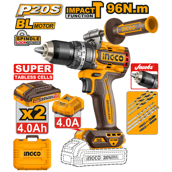 Ingco Impact Drill 96N.m 13mm 20V