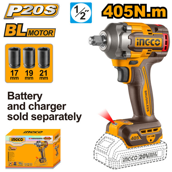 Ingco Impact Wrench 20V  405NM