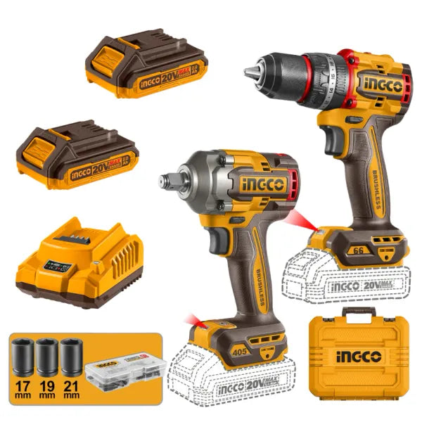 Ingco C/Impact Drill & Impact Wrench 20V