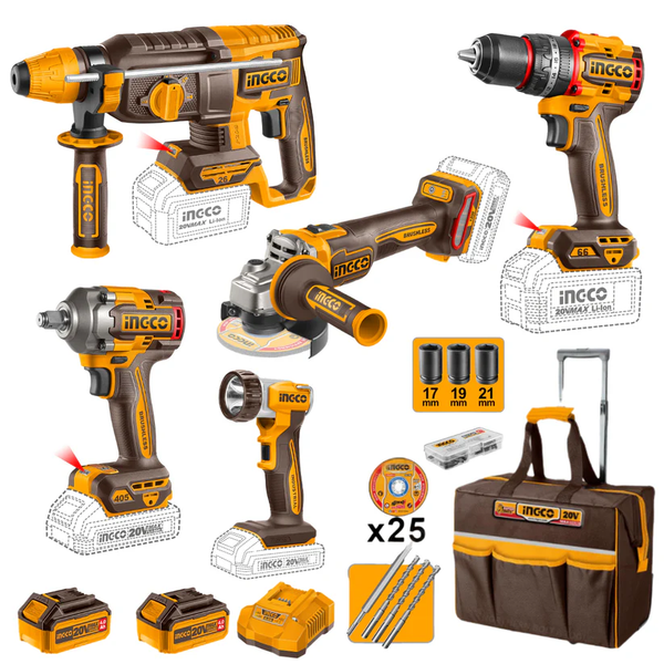 Ingco 5 Piece Cordless Upgraded Kit