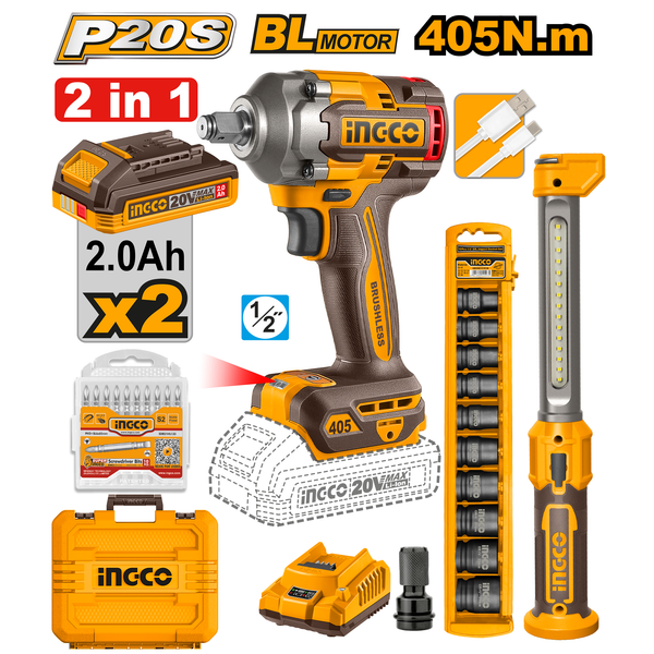 Ingco Impact Wrench Combo 405N.m.
