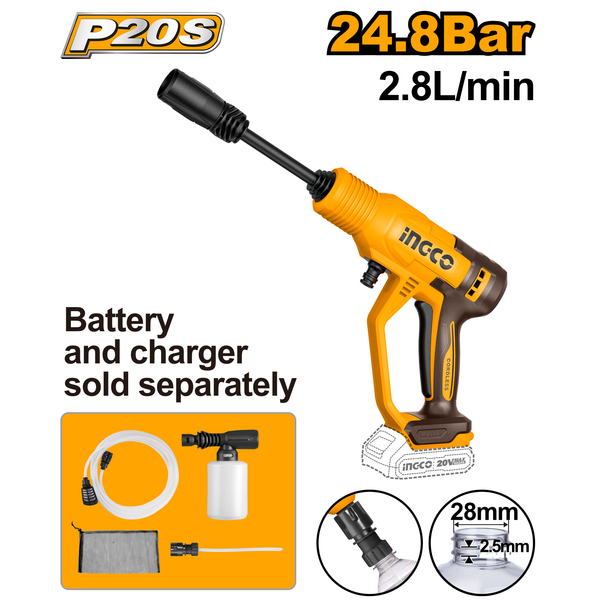 Ingco Pressure Washer 24.8B 2.8L 20V