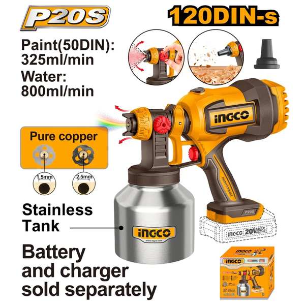 Ingco Lithium-ion Spray Gun 20V 0.2Bar