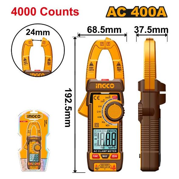 Ingco Digital AC Clamp Meter RMS 4000