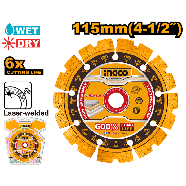 Ingco Diamond Cutting Disc 115mm Wet/Dry