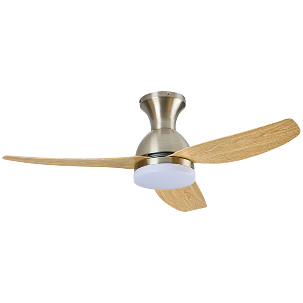 Ceiling Fan Satin Light Wood 18W Led CCT