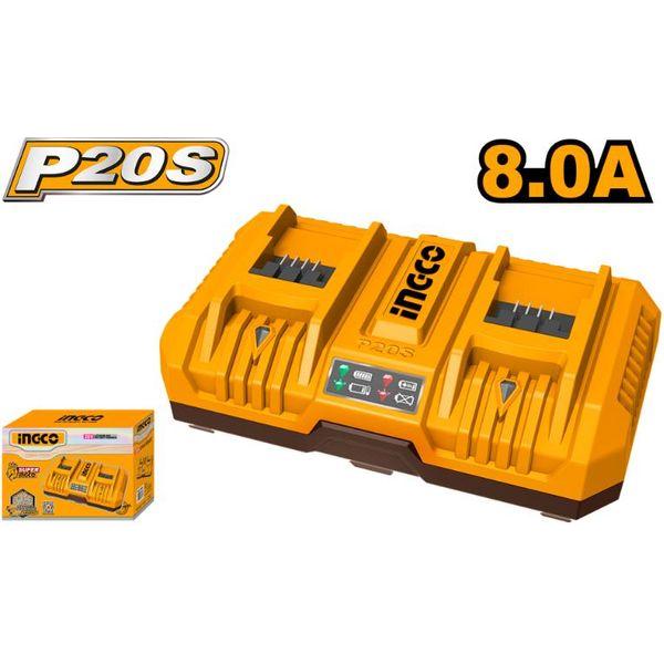 Ingco Fast Intelligent Dual Charger 20V