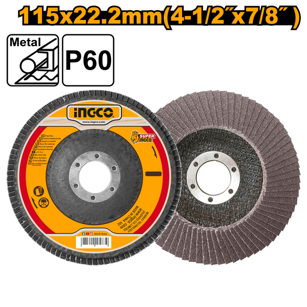 Ingco Metal Flap Disk 115mmx22mm P60