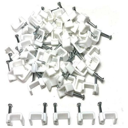Flat Cable Clips 6mm White - 100 Pack