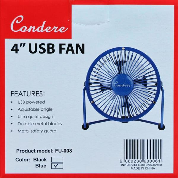 Small Desk Fan 4 Inch USB Blue