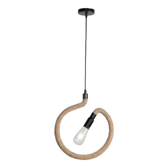 Pendant Circle Rope Black 1xE27 Bulb