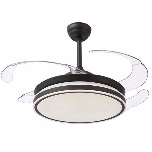 Retractable Led Ceiling Fan Light Black