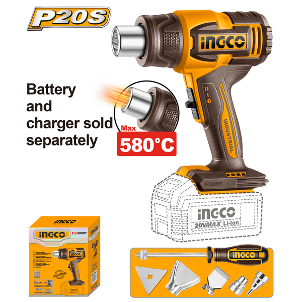 Ingco Heat Gun 5 Pcs 20V