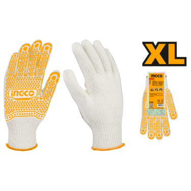 Ingco Knitted & PVC Dots Gloves XL