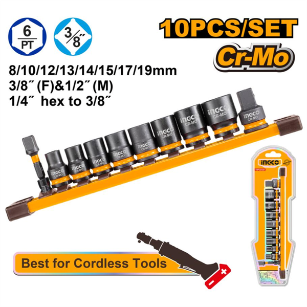Ingco Impact Socket Set Drive I 10Pcs