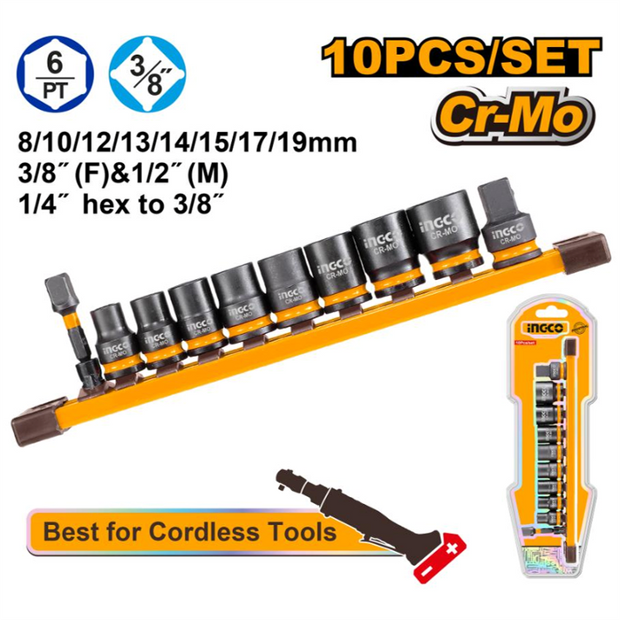 Ingco Impact Socket Set Drive I 10Pcs