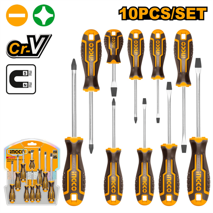 Ingco 10Pcs Screwdriver Set SL/PH
