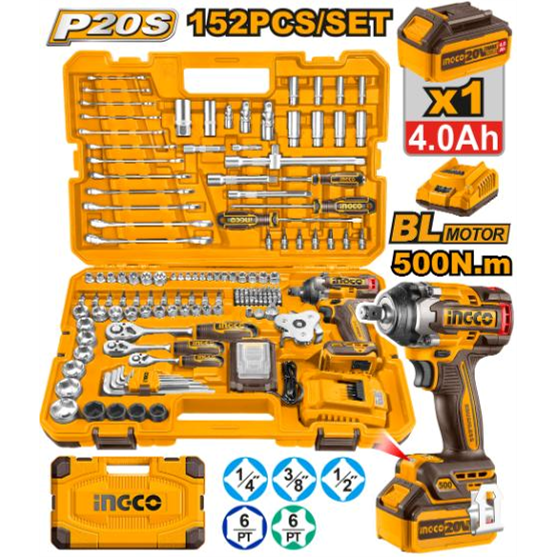 Ingco 152 Piece Kit With Impact Wrench