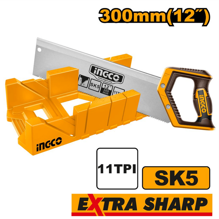 Ingco Plastic Mitre Box and Back Saw Set