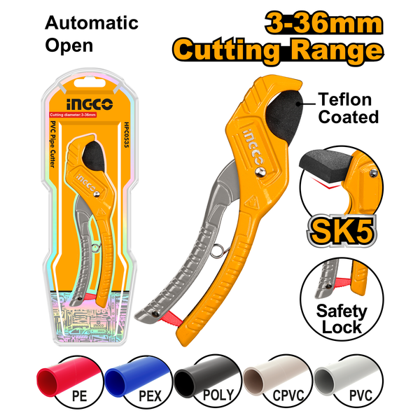 Ingco PVC Pipe Cutter 3-36mm 210mm